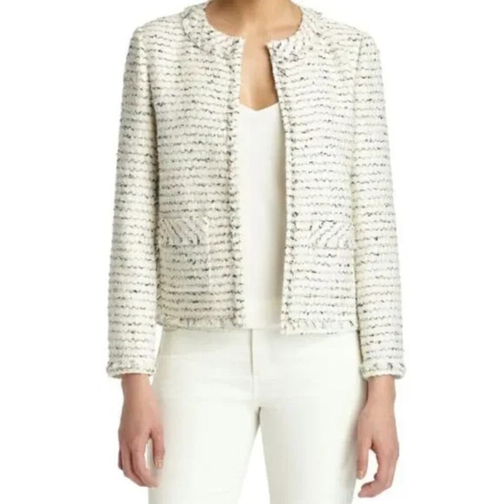 Lafayette 148 NWT Kennedy tweed jacket women's size 2X ivory blazer old money